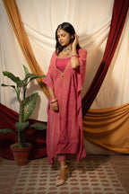 Chikankari mukesh work kaftan set