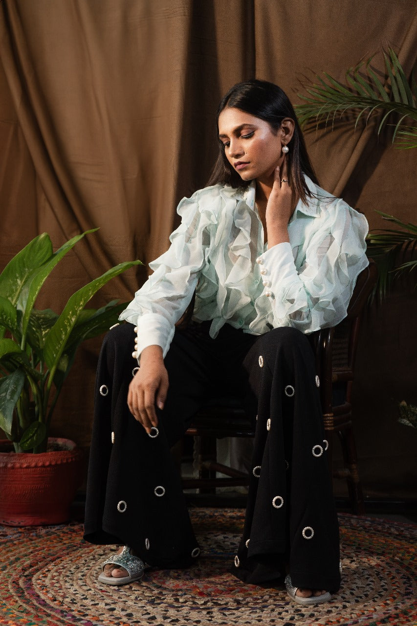 Flared Pant with Pearl Rings