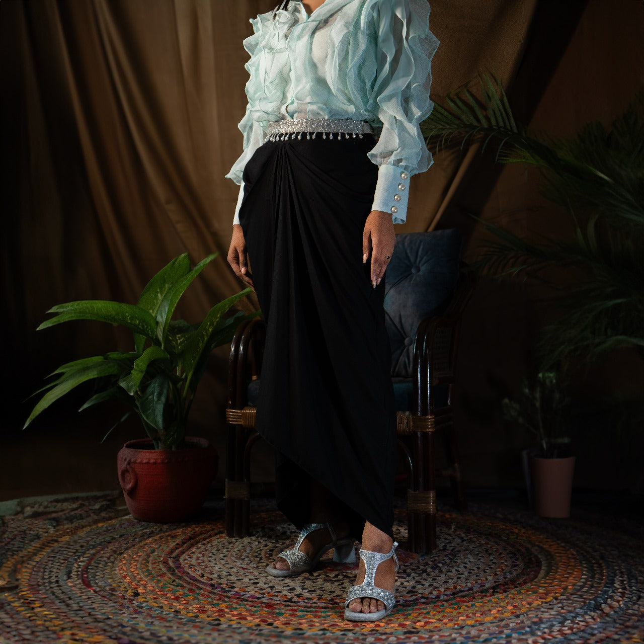 Flared Pant with Pearl Rings
