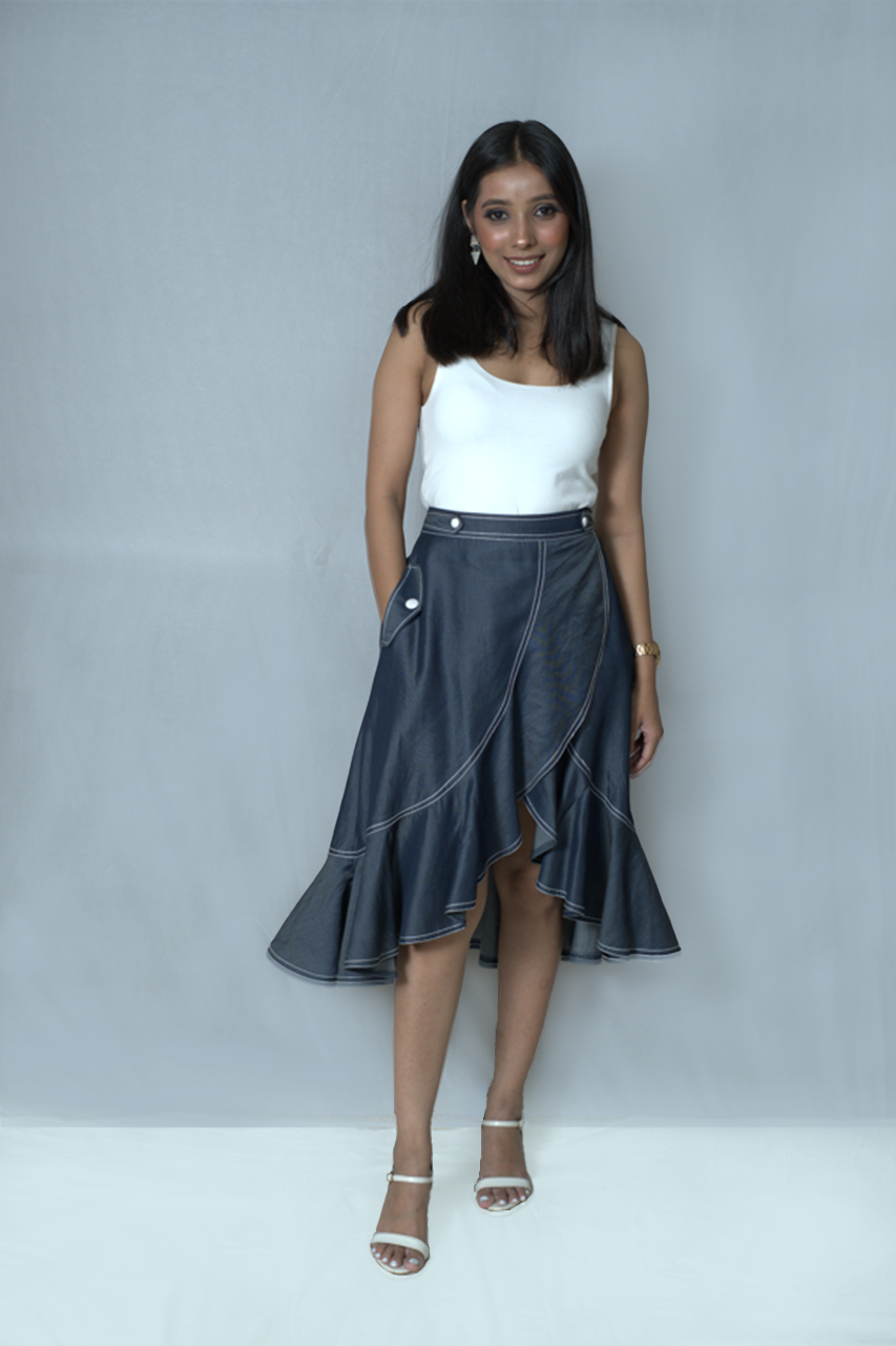 Denim Flared Skirt and Top