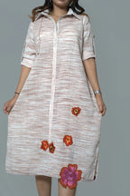 knee Length Flower Applique Work Dress