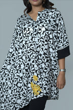 Printed Asymmetrical Black and White Co-Ord Set