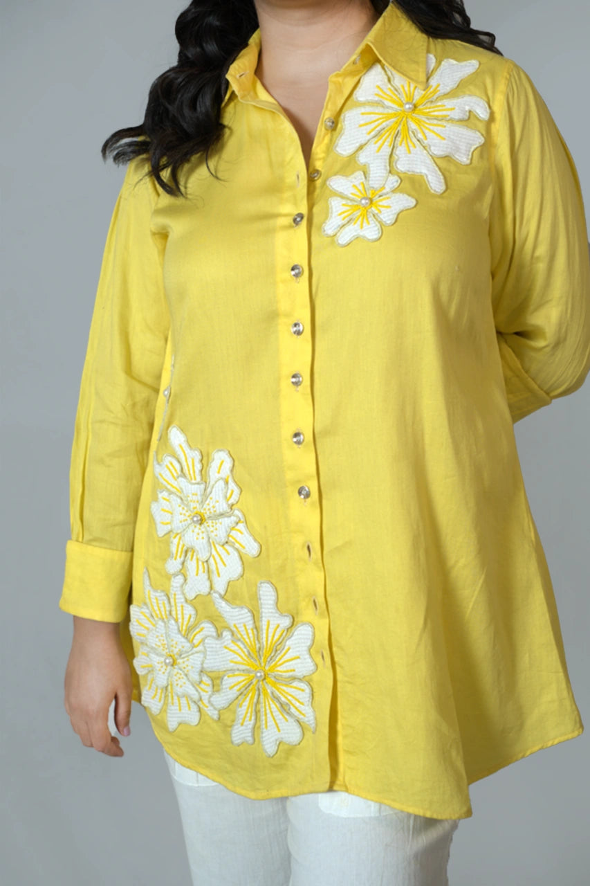 Yellow Flower Patch  shirt