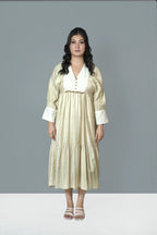 Champagne Elegance Tiered Midi Dress