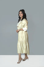 Champagne Elegance Tiered Midi Dress