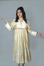Champagne Elegance Tiered Midi Dress