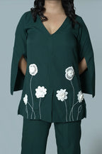 Cape Sleeves  Bottle Green Co-Ord Set