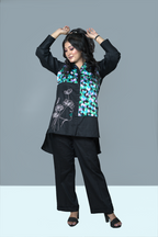 Floral Face Multi- Black Co-ord set